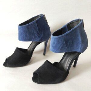 Schutz Peep-toe High Heels Size 7 Suede Colorblock Comfort Back Zipper Sandals